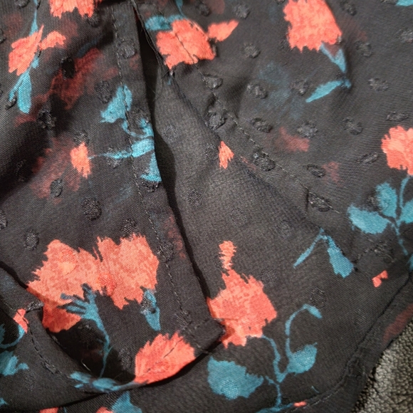 Lane Bryant blouse size 18/20 Black Rose LongSleeve Clip Dot sheer Chiffon top - Picture 6 of 8